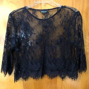 Top shop black lace top